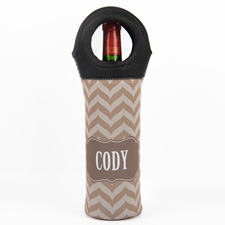 Brown Chevron Personalized Neoprene Wine Tote Bag