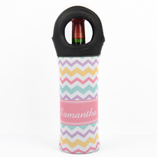 Rainbow Chevron Personalized Neoprene Wine Tote Bag