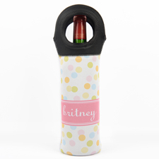 Polka Dot Personalized Neoprene Wine Tote Bag
