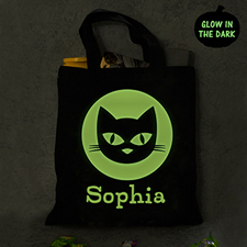 Cat Personalized Halloween Glow In The Dark Trick Or Treat Bag