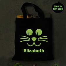 Cat Personalized Halloween Glow In The Dark Treat Bag