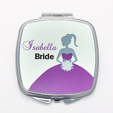 Personalized Compact Mirror For Bridesmaids Purple
