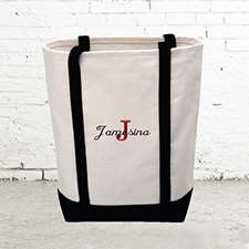 Name & Initial #1 Personalized Black Canvas Tote Bag (Medium)