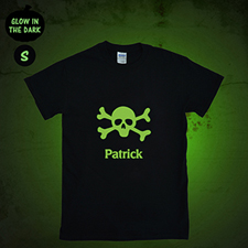 Skull Personalized Glow In The Dark Halloween T Shirt, Adult Small