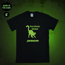 Cat Personalized Glow In The Dark Halloween T Shirt, Adult Small