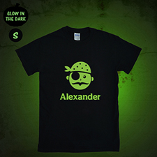 Pirates Personalized Glow In The Dark Halloween T Shirt, Adult Small