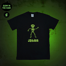Boy Skull Personalized Glow In The Dark T Shirt (Adult Small)