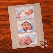Personalized Timeless Gold 3 Collage Portrait 12X16.5 Photo Puzzle
