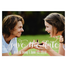 White Script Personalized Landscape Photo Save The Date Card