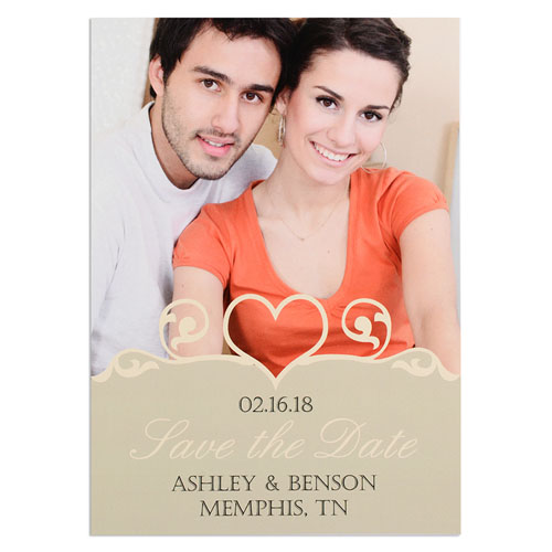 Swirl Heart Personalized Photo Save The Date Card
