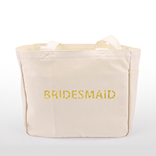 Glitter Text Personalized Cotton Tote Bag, Beige
