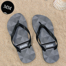 Grey Triangle Personalized Flip Flops, Men Medium