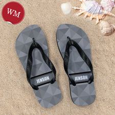 Grey Triangle Personalized Flip Flops, Women Medium