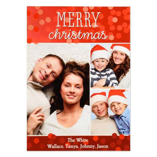 Merry Christmas Three Collage Personalized Photo Card