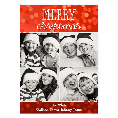 Merry Christmas Four Collage Personalized Photo Card