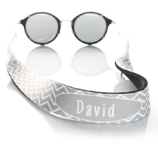 Grey Chevron Monogrammed Sunglass Strap