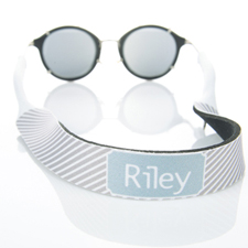 Grey Stripe Monogrammed Sunglass Strap