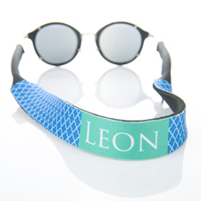 Blue Quatrefoil Monogrammed Sunglass Strap
