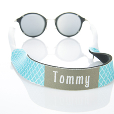 Aqua Quatrefoil Monogrammed Sunglass Strap