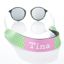 Lime Green Quatrefoil Monogrammed Sunglass Strap