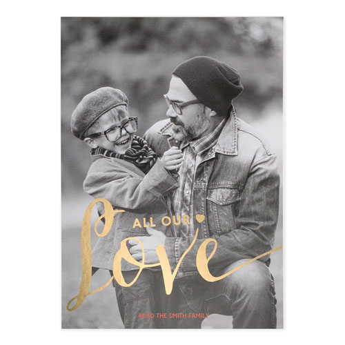 Foil Gold All Our Love Personalized Valentine's Day Card