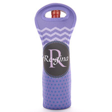 Chevron Polka Dot Personalized Neoprene Wine Bag