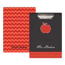 Chalkboard Red Chevron Apple Personalized Clipboard For Teacher
