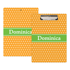 Orange Polka Dot Personalized Clipboard