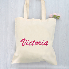 Custom Glitter Name Cotton Budget Tote Bag