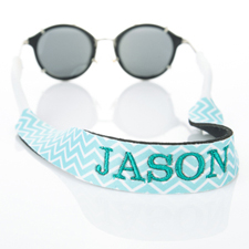 Aqua Chevron Embroidery Monogrammed Sunglass Strap Croakies