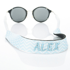 Light Blue Chevron Embroidery Monogrammed Sunglass Strap Croakies