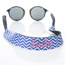 Blue Chevron Embroidery Monogrammed Sunglass Strap Croakies