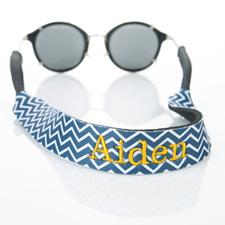 Navy Chevron Embroidery Monogrammed Sunglass Strap Croakies