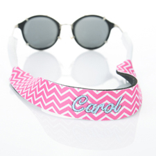Hot Pink Chevron Embroidery Monogrammed Sunglass Strap Croakies