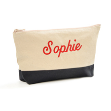 2-Tone Black Embroidered Cosmetic Bag