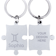 Gemini Symbol Personalized Engraved Puzzle Keychain
