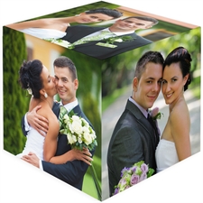 Personalized 6 Panels Wedding Wood Photo Cube