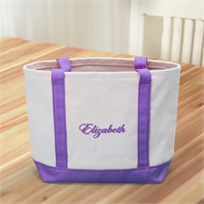 Custom Small Embroidered Tote, Purple