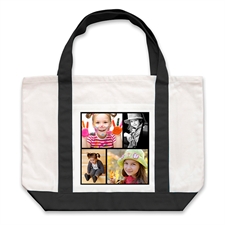 Four Black Collage Custom Large Tote Bag