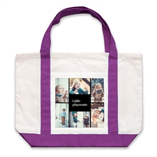 Six Black Collage Purple Custom Large Tote Bag