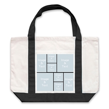 Eight Black Collage Custom Large Tote Bag