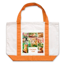 Eight White Collage Orange Custom Large Tote Bag