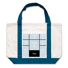 Eight Black Collage Navy Custom Large Tote Bag