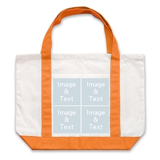 Four White Collage Orange Custom Large Tote Bag