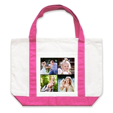 Four Black Collage Royal Blue Custom Large Tote Bag