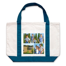 Five Black Collage Navy Custom Large Tote Bag