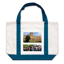 Three White Collage Navy Custom Large Tote Bag