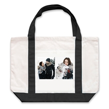 Two White Collage Personalized Tote Bag, Black