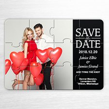 Custom Black Save The Date Invitation Puzzle