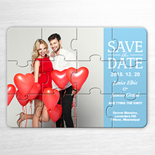 Custom Our Day, Wedding Blue Invitation Puzzle